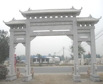 水泥牌楼 古建水泥水榭亭 村口大门牌坊 水泥门楼