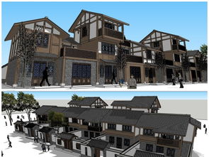 精品商业街古建筑别墅群建筑su模型设计素材 别墅建筑模型大全 18957929